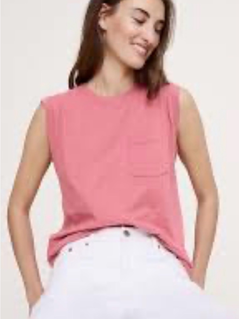 Banana Republic Coral Muscle Tee with Chest Pocket